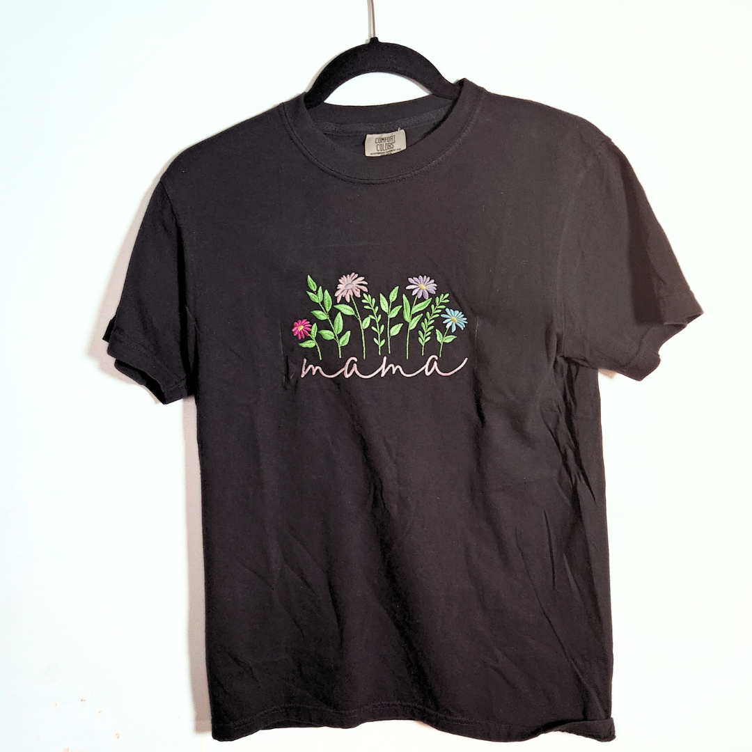 Embroidered Floral Mama tshirt