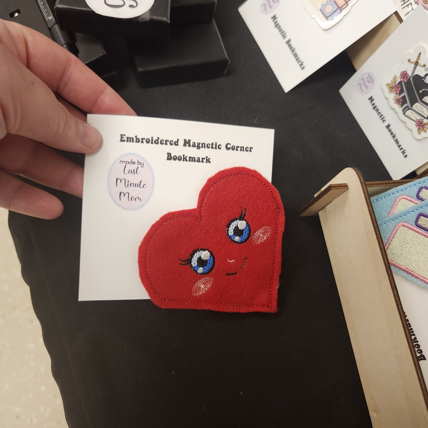 Embroidered Bookmark - Heart Face