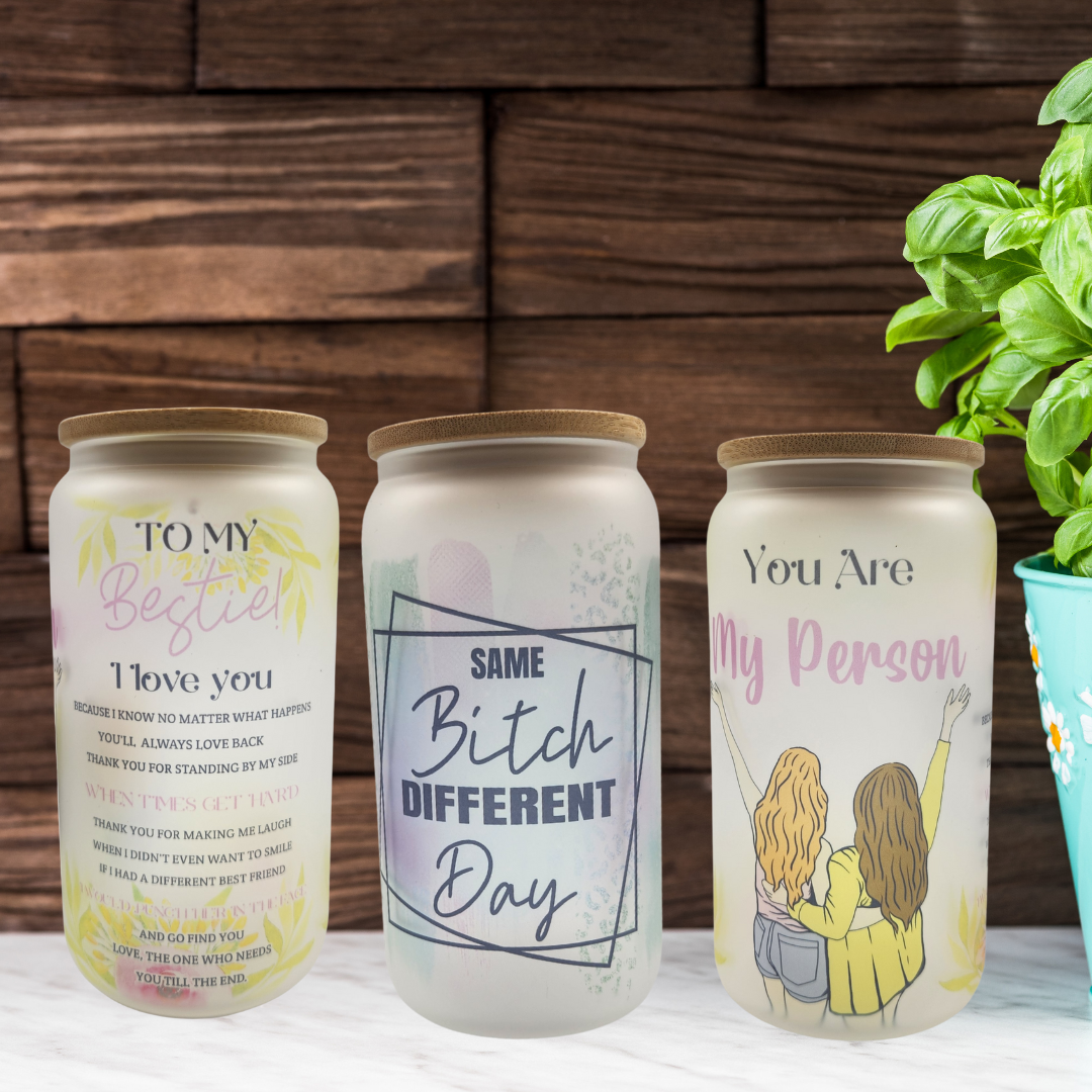 16oz Frosted Glass Mason Jar Beer Can Glass Cup With Bamboo Lid And Straw