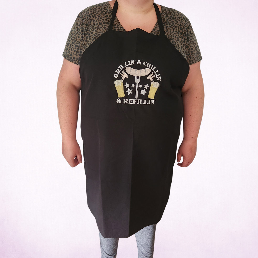 Grillin' & Chillin' & Refillin' Embroidered Apron