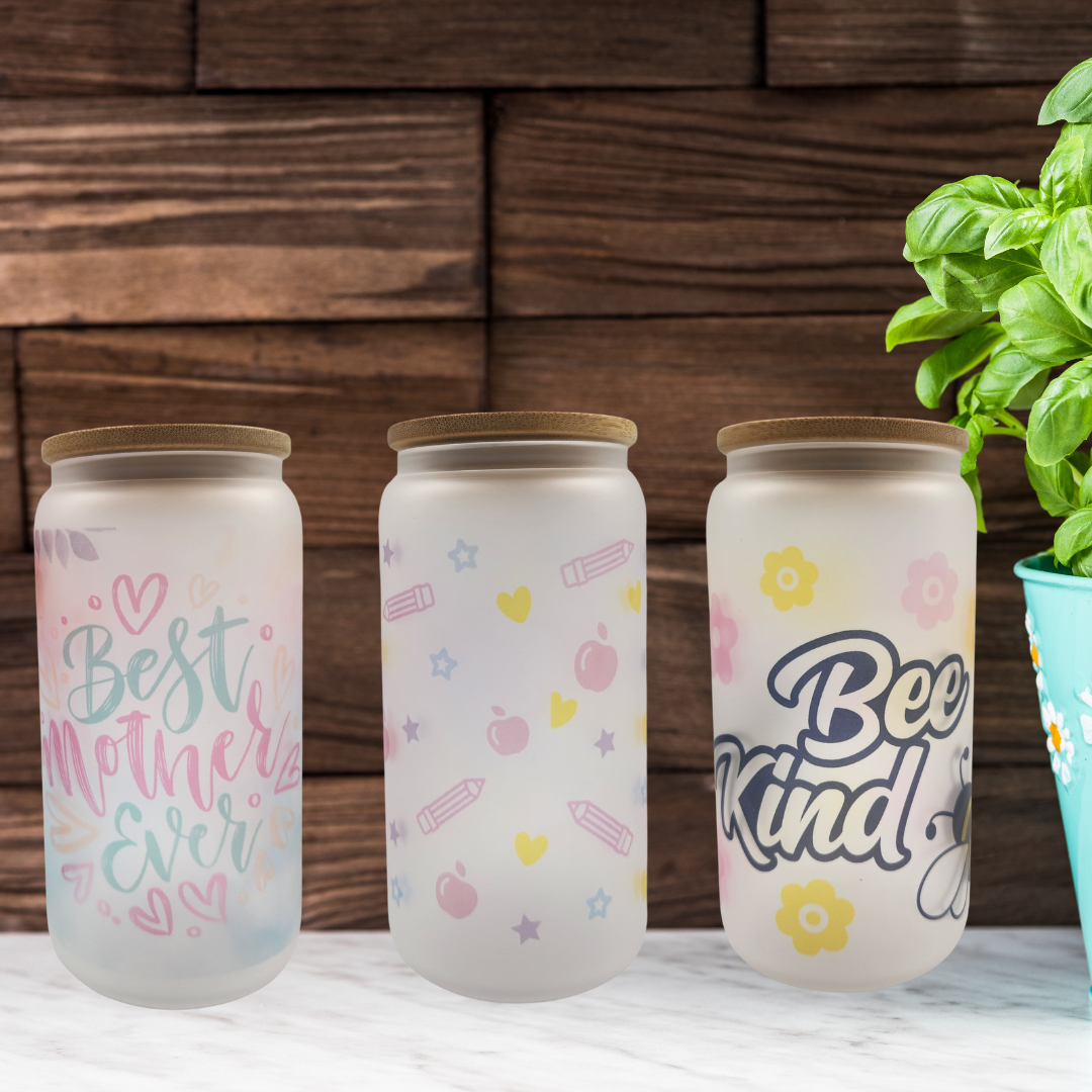 16oz Frosted Glass Mason Jar Beer Can Glass Cup With Bamboo Lid And Straw