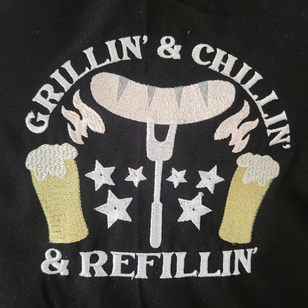 Grillin' & Chillin' & Refillin' Embroidered Apron