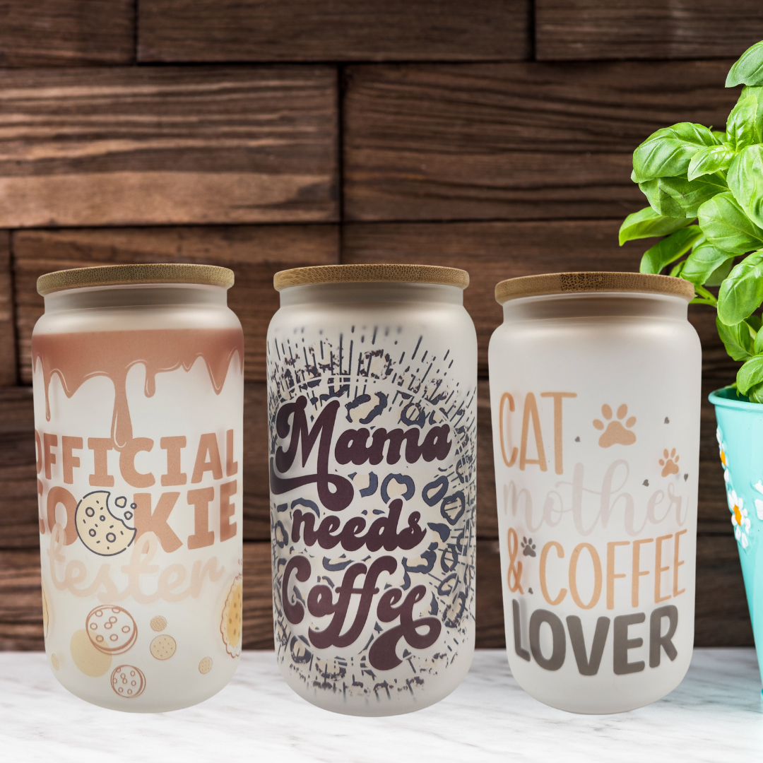 16oz Frosted Glass Mason Jar Beer Can Glass Cup With Bamboo Lid And Straw