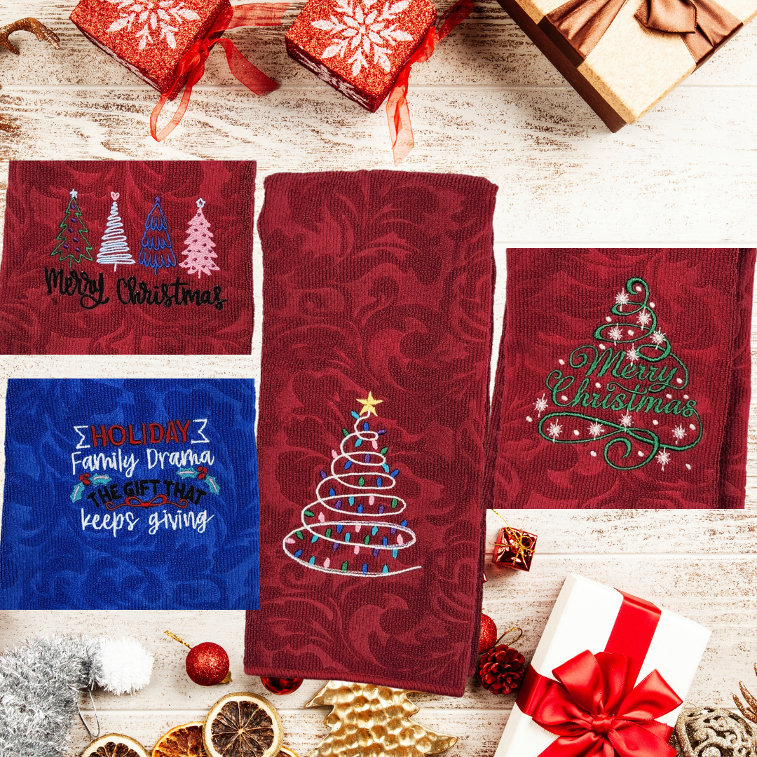 Embroidered Christmas Hand Towel