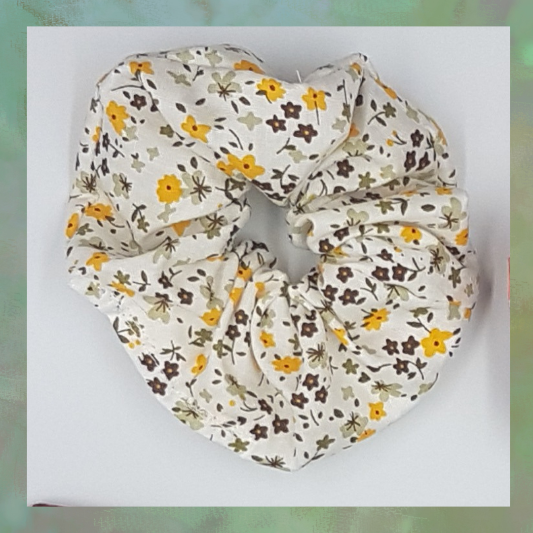 Spring Flower Srunchie - Yellow/Brown