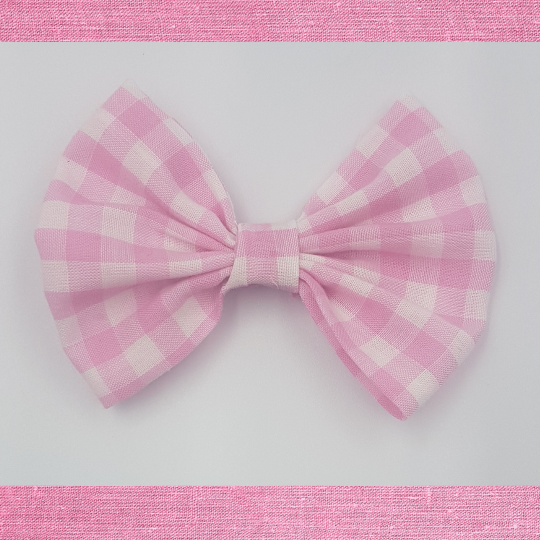 Pink Gingham Hair Bow