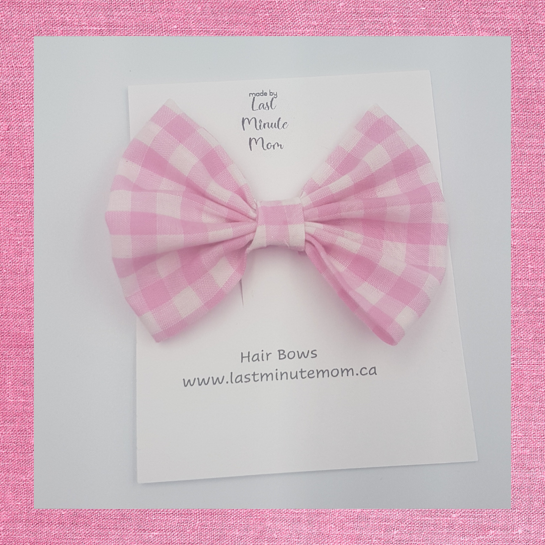 Pink Gingham Hair Bow