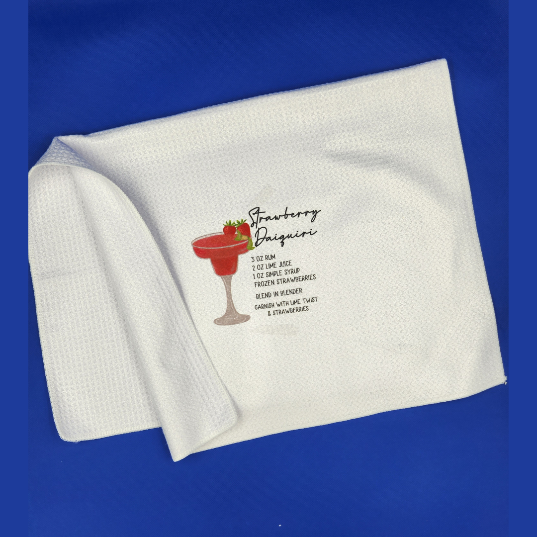 Strawberry Daiquiri Recipe Tea Towel
