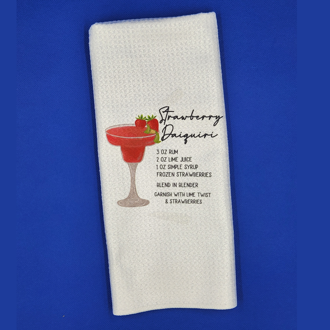 Strawberry Daiquiri Recipe Tea Towel