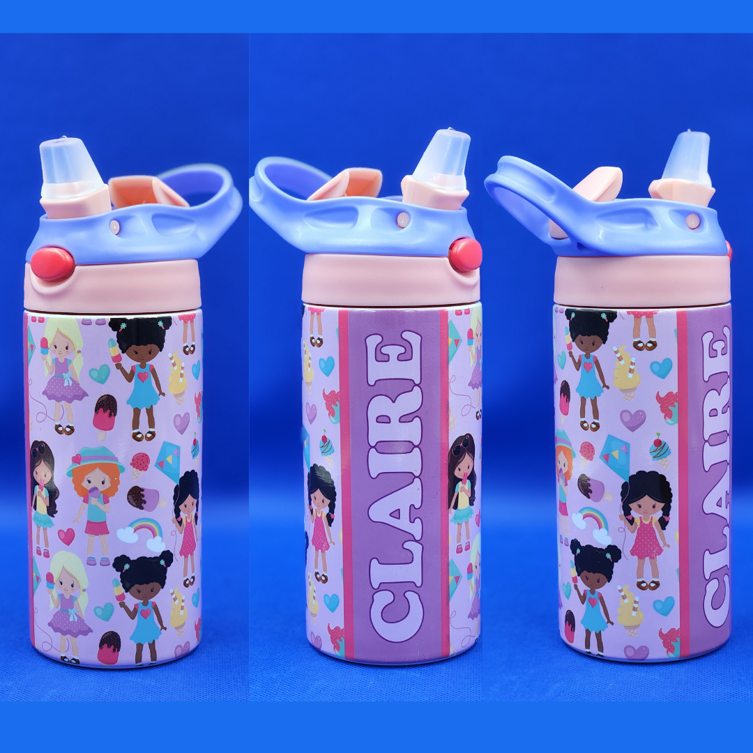 Girly Dolls 12 oz Kids Water bottle