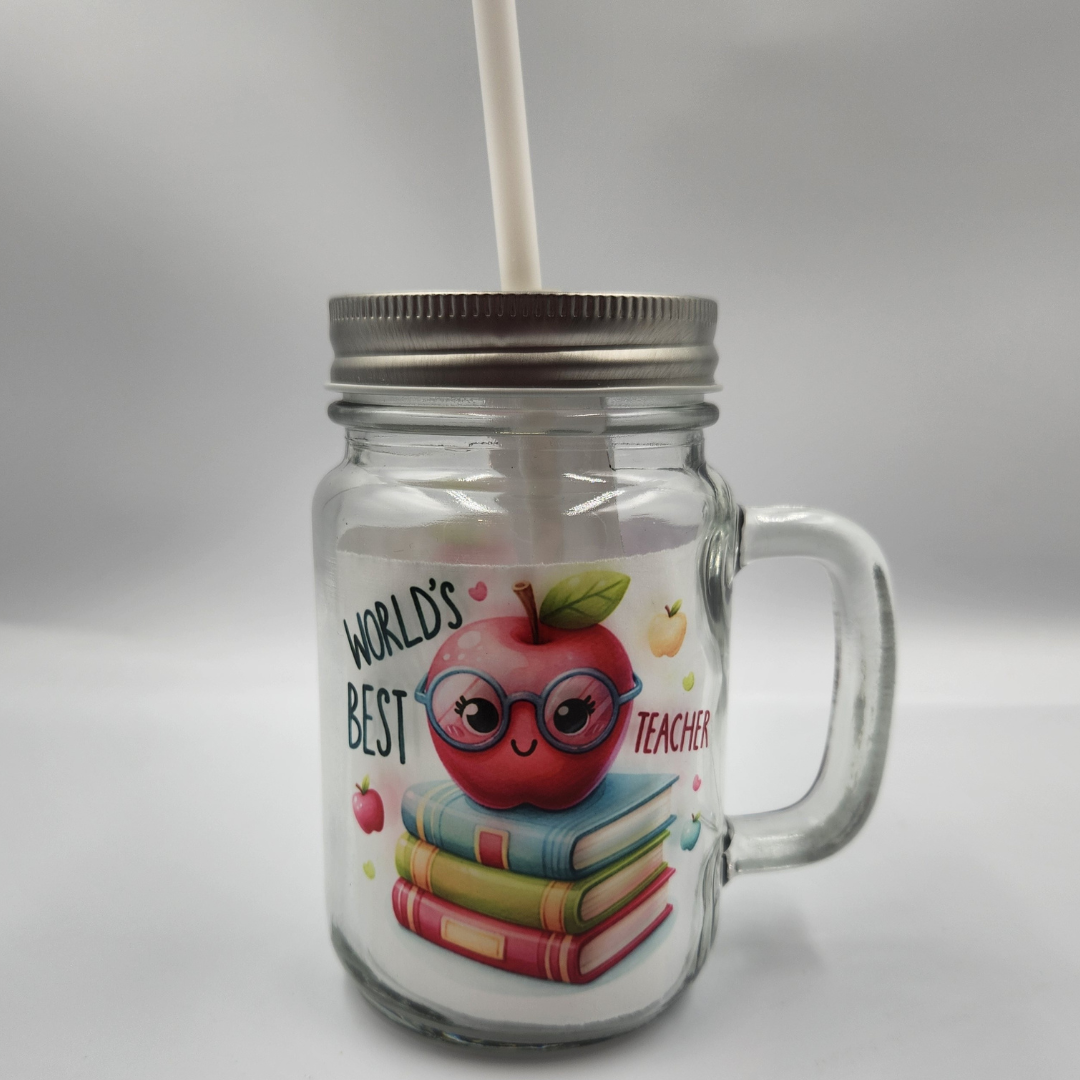 World's Best Teacher 12oz Mason Jar Glass