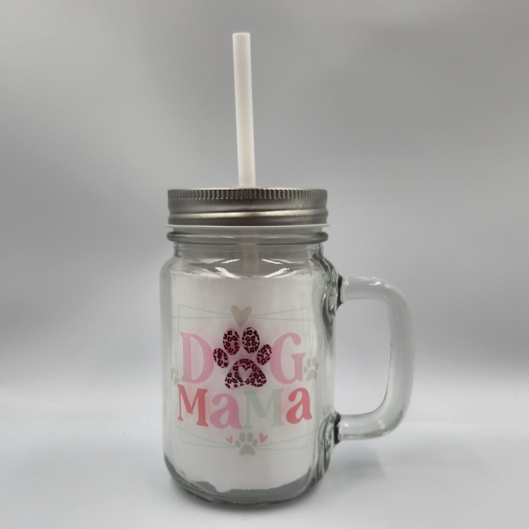 Dog Mama 12oz Mason Jar Glass