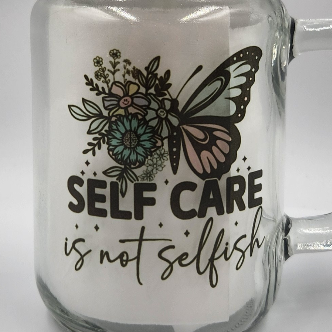 Self Care 12oz Mason Jar Glass