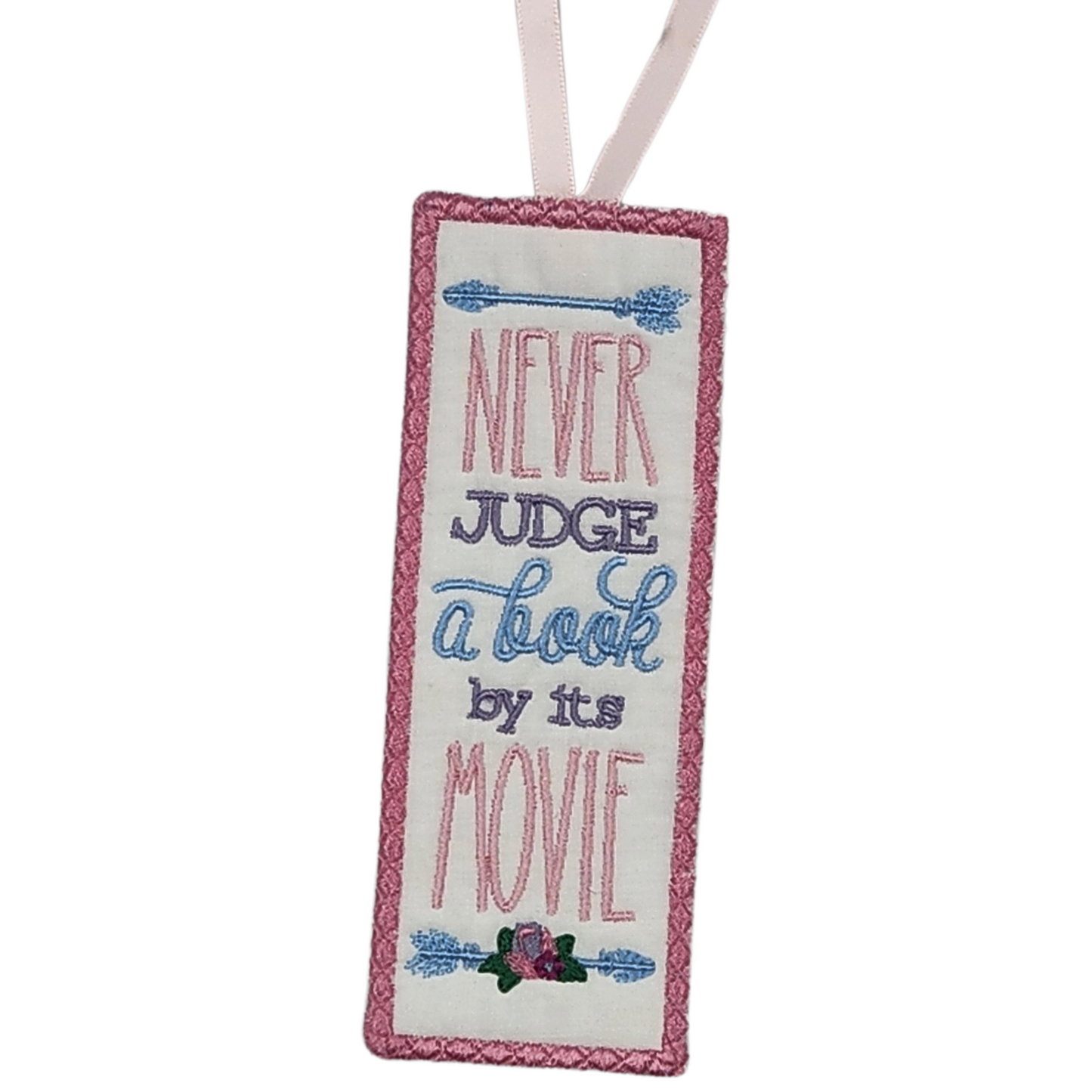 Embroidered Bookmark - Never Judge a Book by its Movie