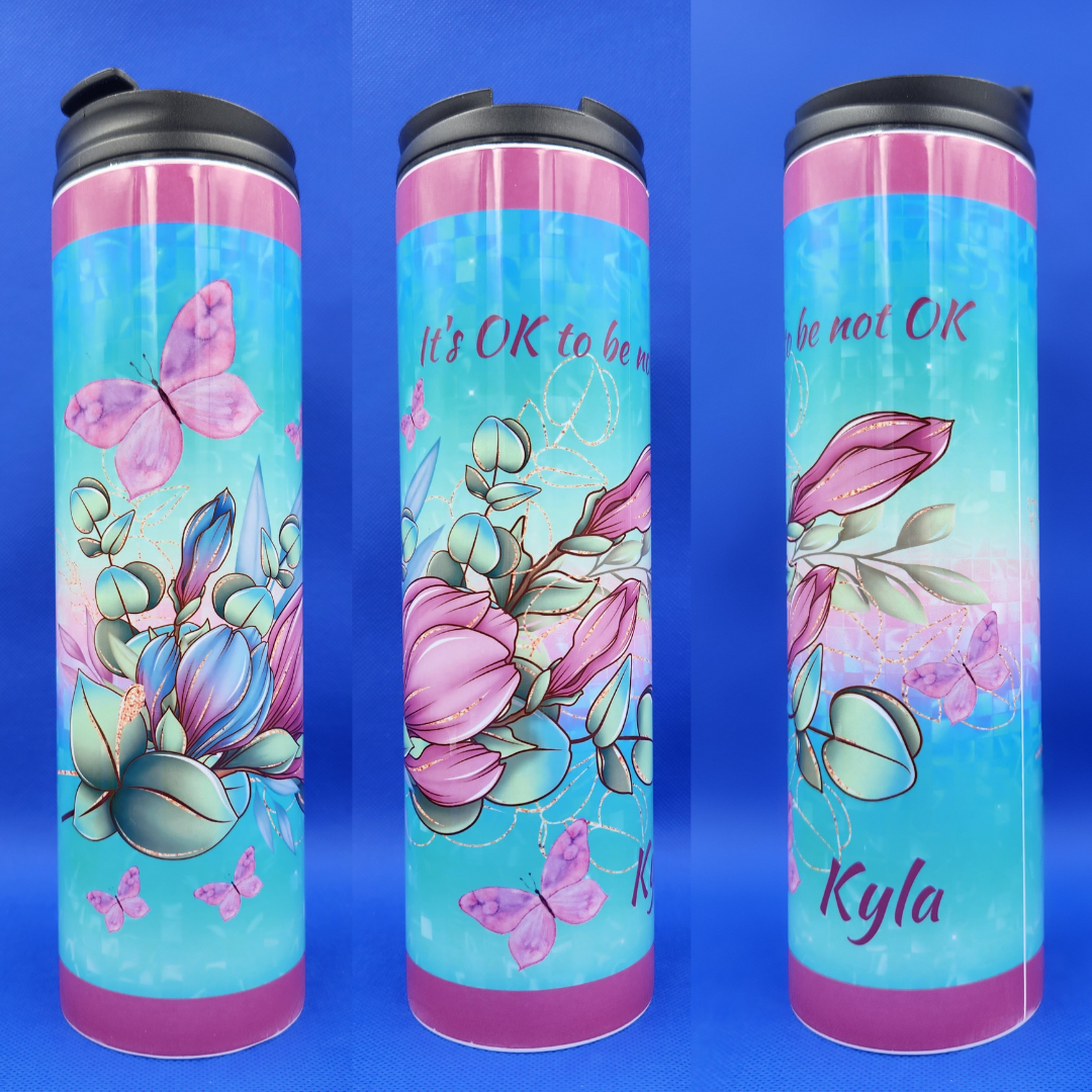 Flip Top 20 oz Tumbler - Butterfly It's OK to be not OK